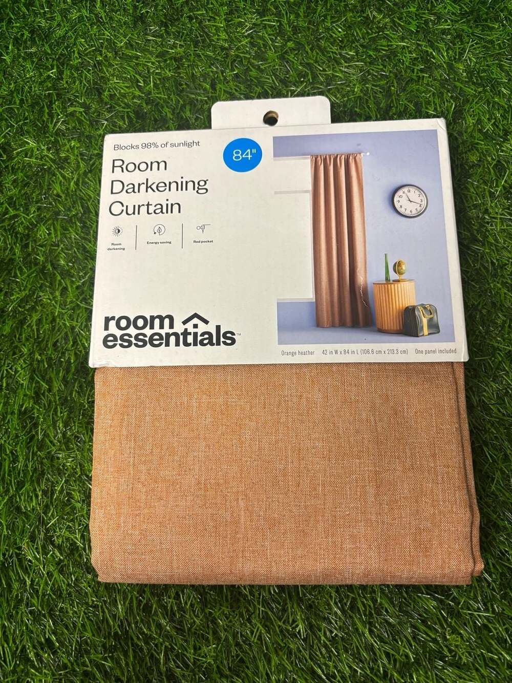 Room Essentials Room Darkening Curtain 42 in W x 84 in L Orange Heather